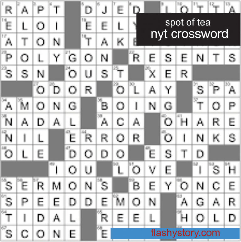 spot of tea nyt crossword